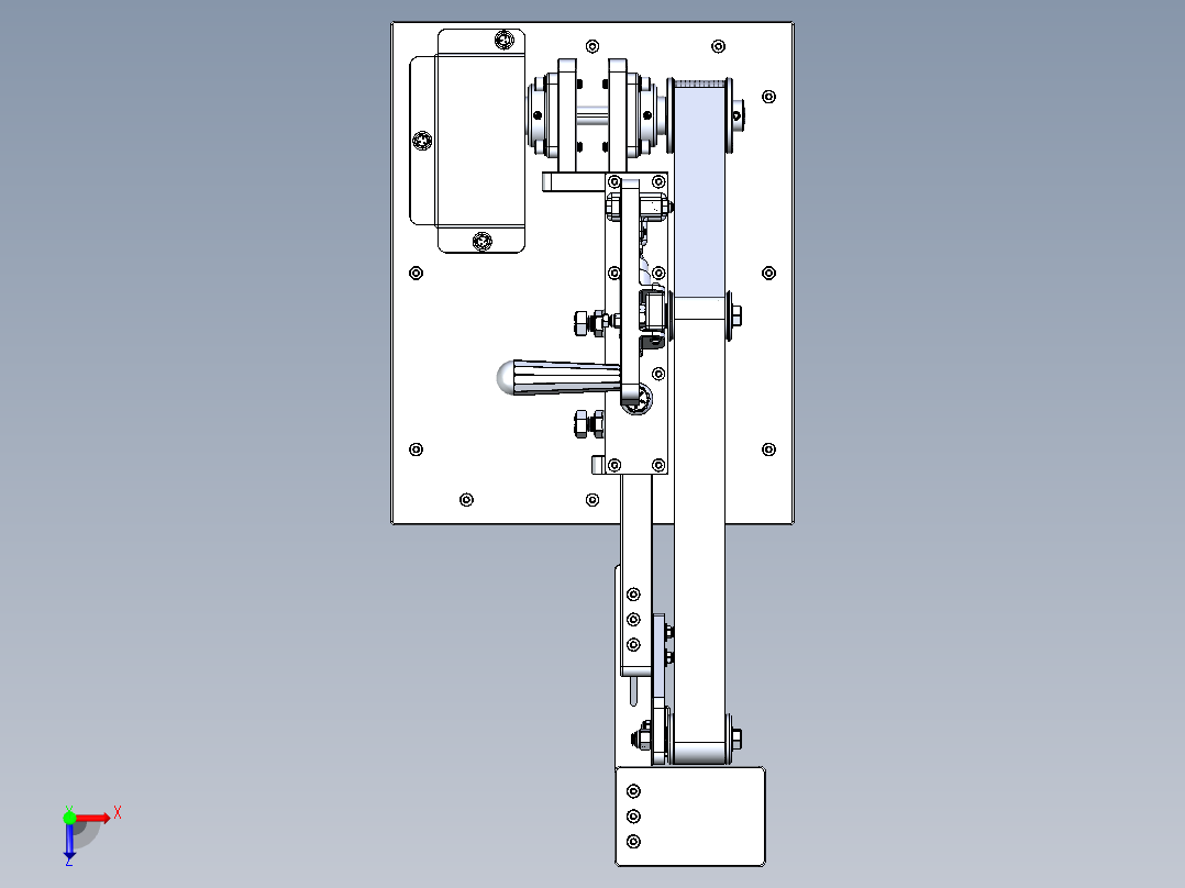实用砂带磨床solidworks设计俯视图
