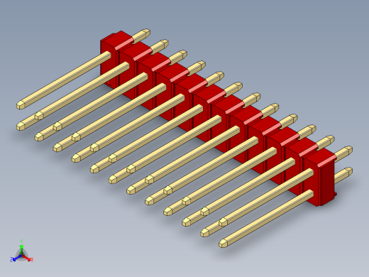 彩色公头100mil（2.54mm）系列-DS1021_red_2x12p_100mil_Type5_rev1.0正等轴测缩略图