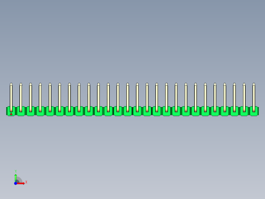 彩色公排针 100mil 2.54mm 系列-DS1022_green_26p_100mil_TypeU_rev1.0前视缩略图