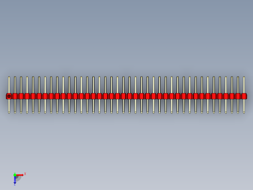 彩色公排针 100mil 2.54mm 系列-DS1022_red_3x40p_100mil_TypeD_rev1.0俯视缩略图