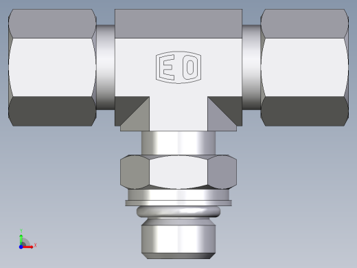 卡套式工业通用硬管接头EO_Adjustable_locknut_branch_tee_TEE08SMORCF前视缩略图