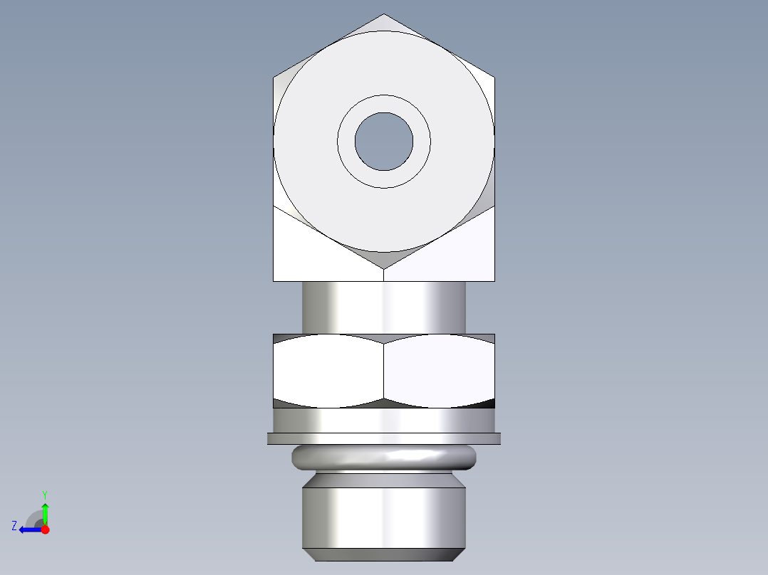 卡套式工业通用硬管接头EO_Adjustable_locknut_branch_tee_TEE08SMORCF右视图