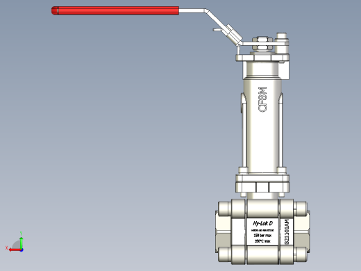 Hy-Lok 2通球阀HSO系列，3件式，G1-2英寸内螺纹，100毫米阀杆加长件后视缩略图