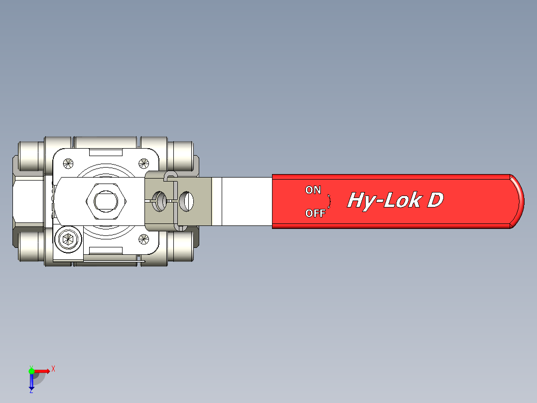 Hy-Lok 2通球阀HSO系列，3件式，G1-2英寸内螺纹，100毫米阀杆加长件俯视图
