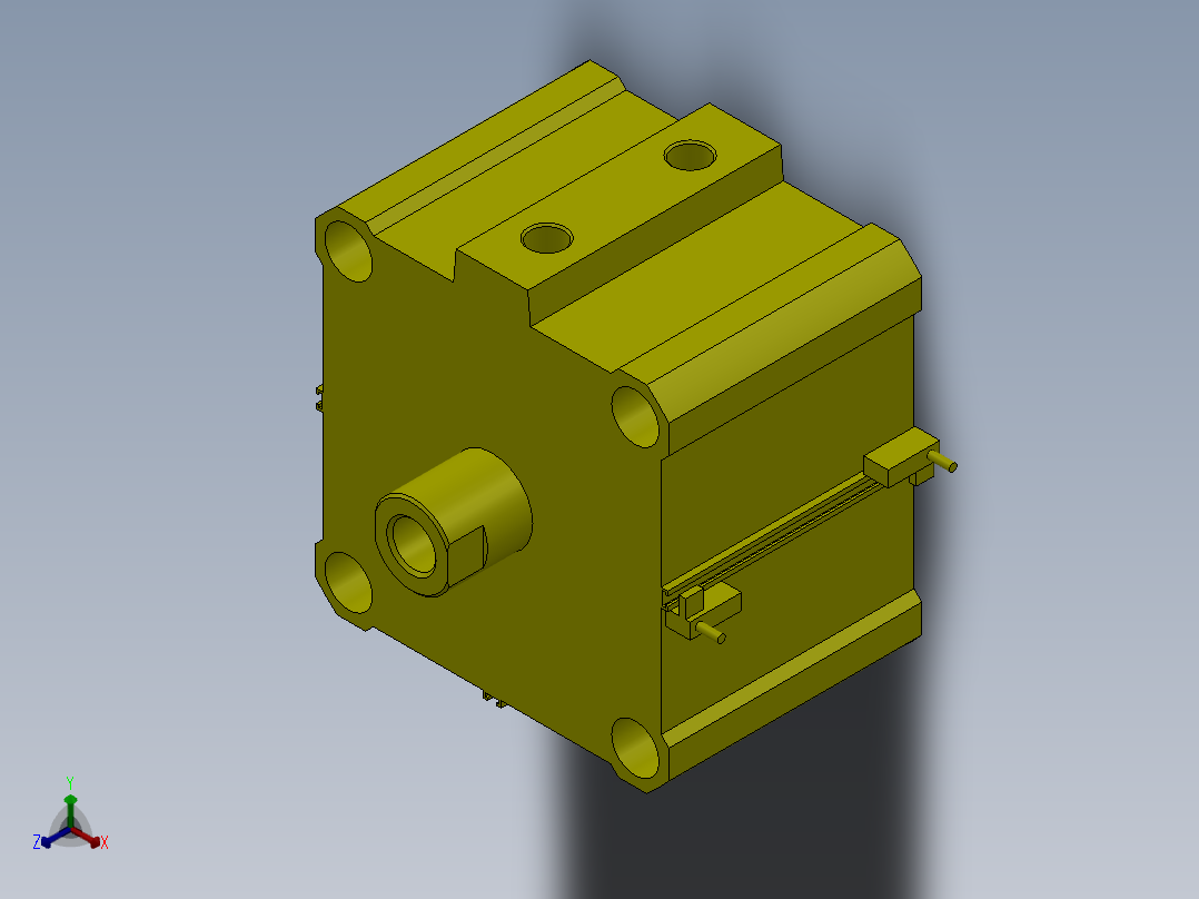 气缸-A_CDQ2B140_30DC_A80_20正等轴测图