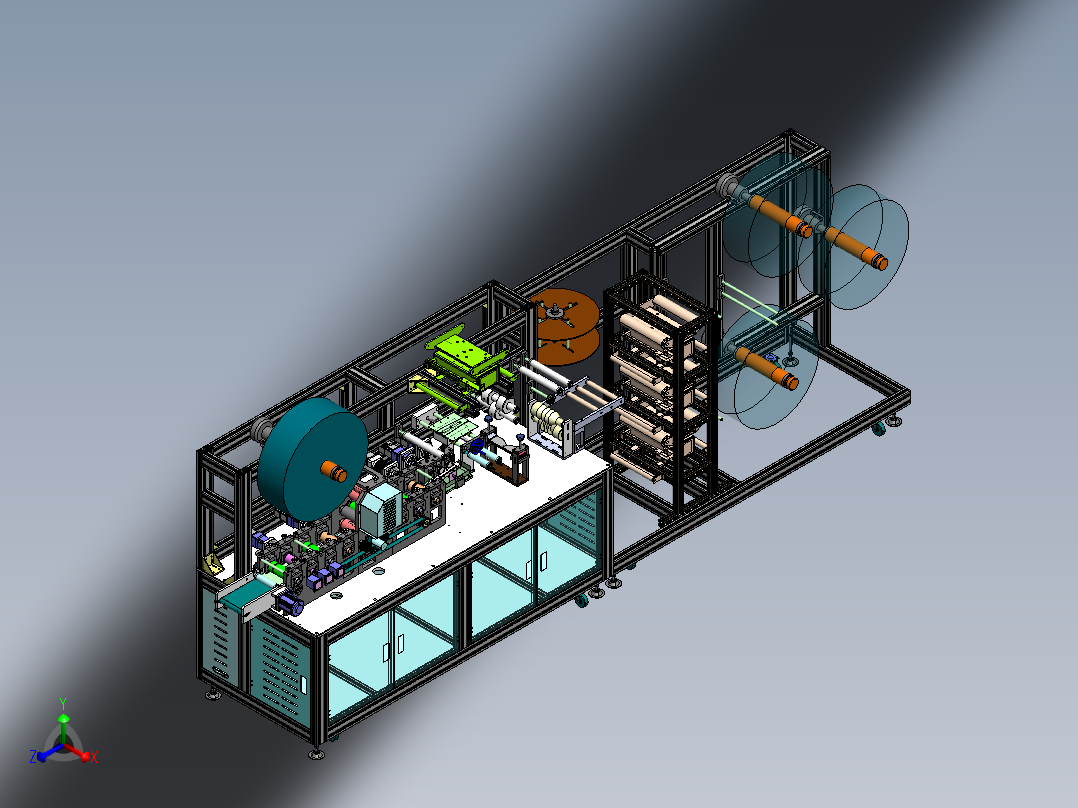 高速弹性布口罩机（sw20可编辑+工程图+BOM）正等轴测图