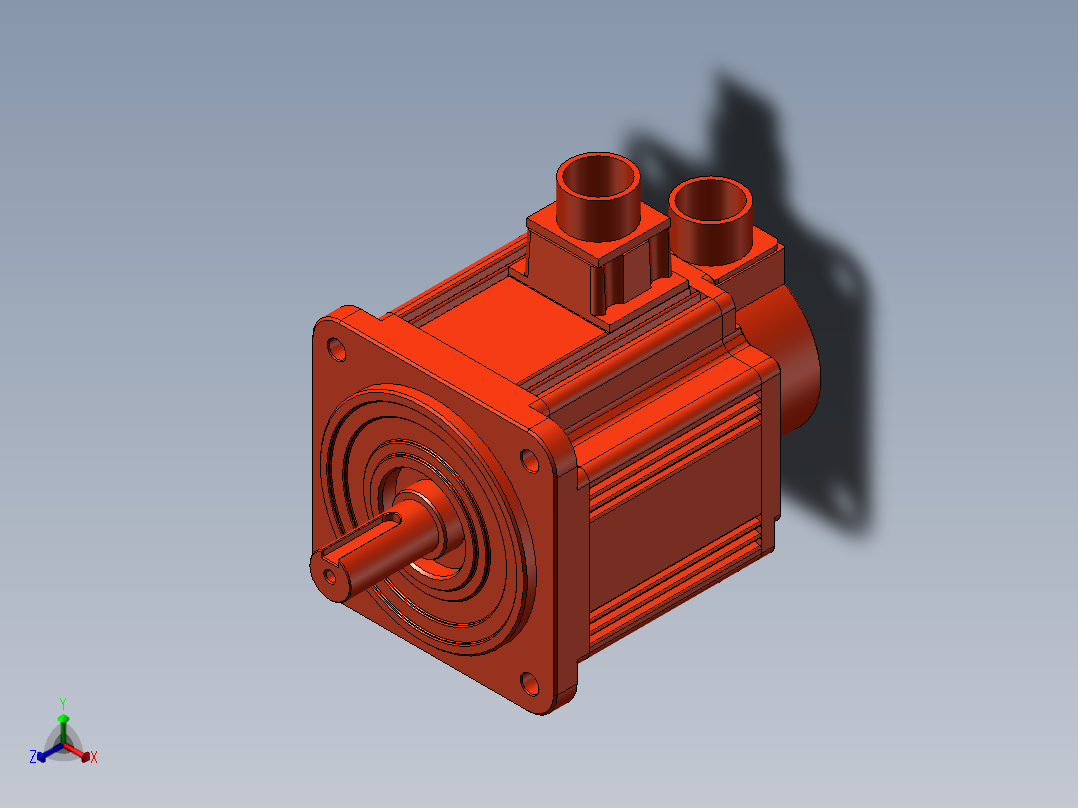 台达电机1.5KW不带刹车ECMA-KX1315ES1正等轴测图
