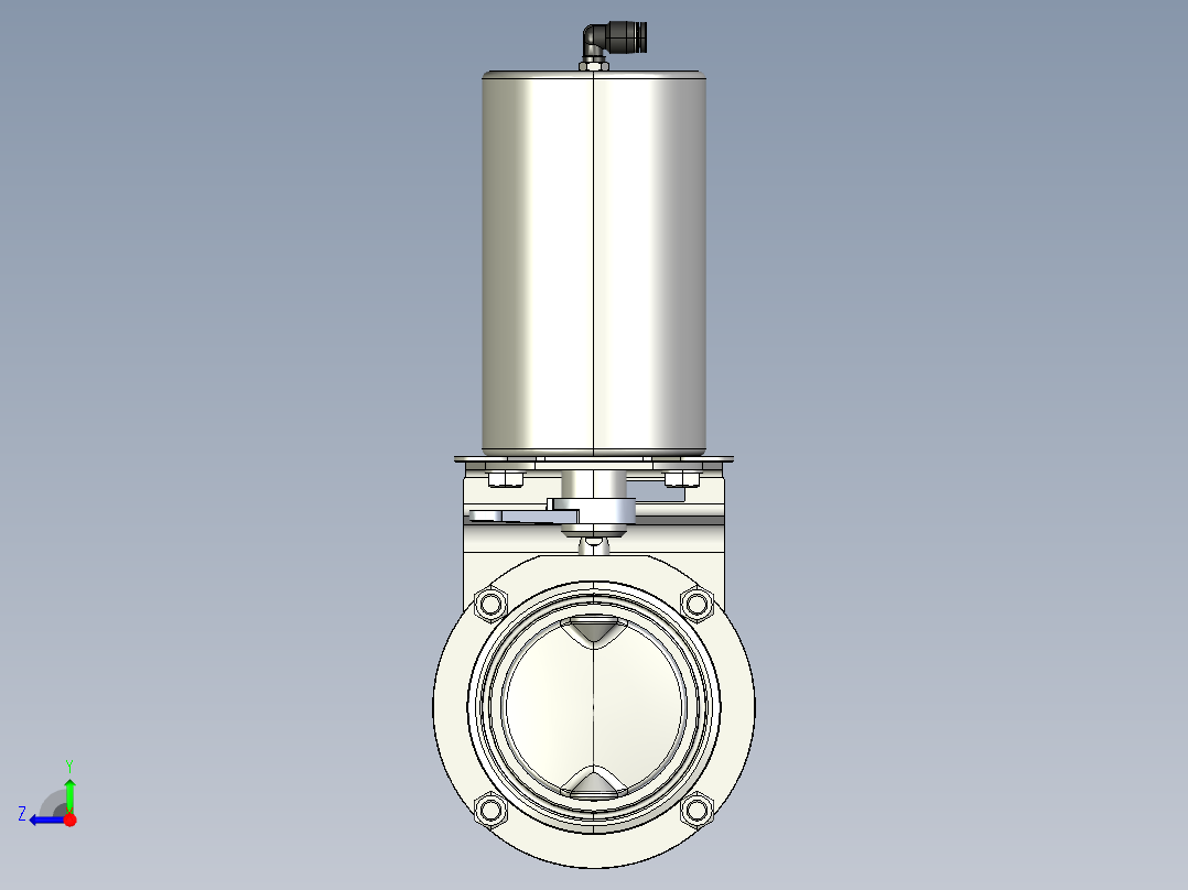 3寸卫生级带传感器座气动蝶阀-- 1459267--50右视图