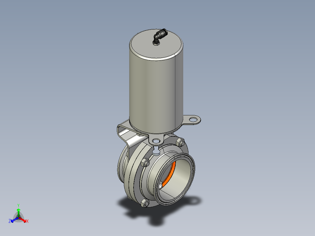 3寸卫生级带传感器座气动蝶阀-- 1459267--50正等轴测图