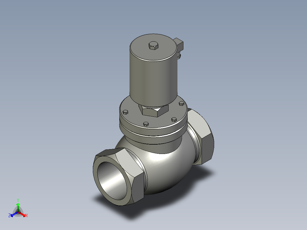 ZCM系列常开型内螺纹连接煤气电磁阀ZCM-10-50-K正等轴测图