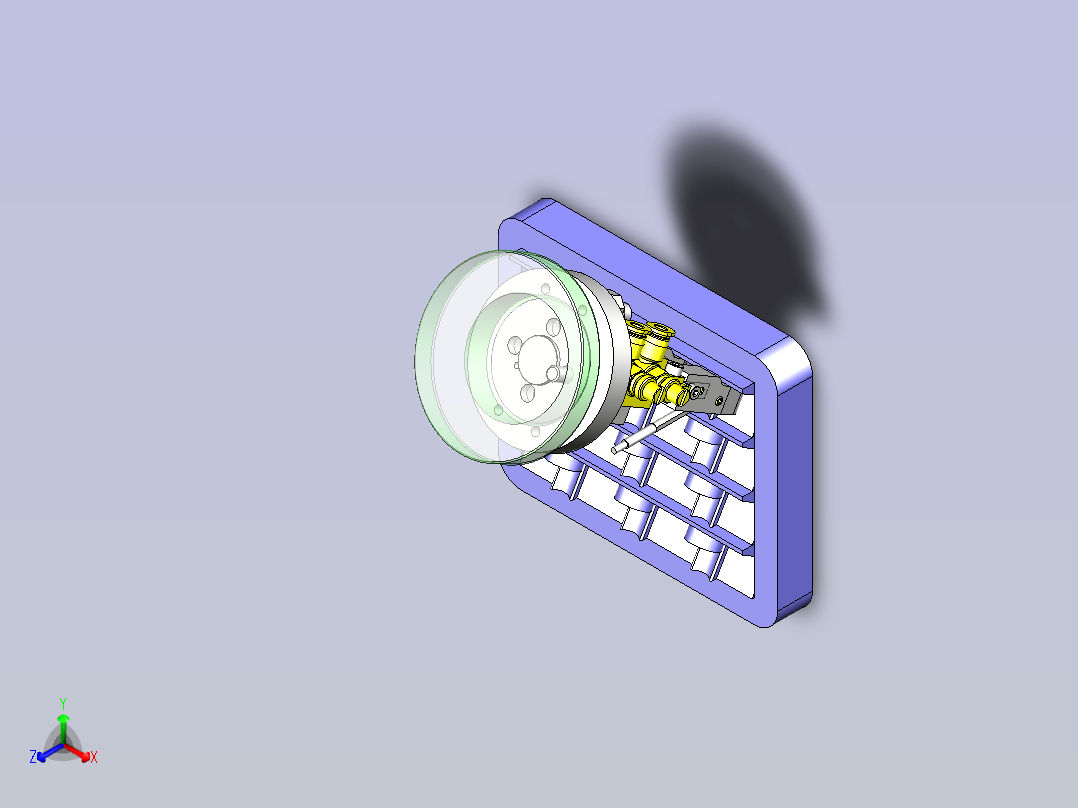 一款带检测的夹紧机构3D模型主视图
