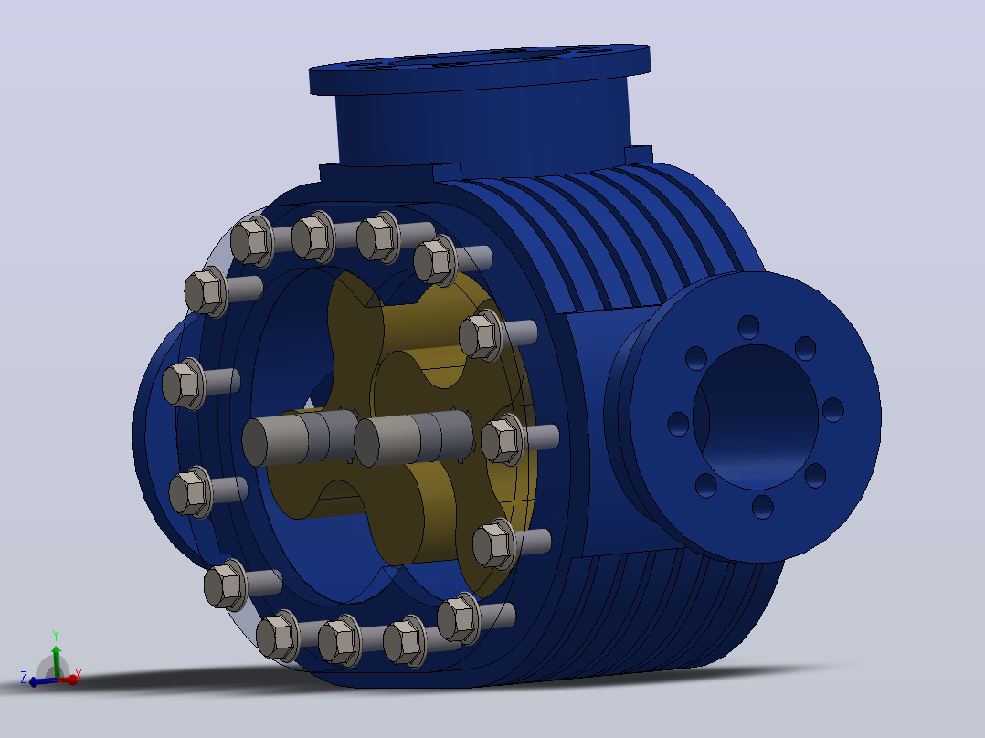 SolidWorks罗茨鼓风机组件主视图