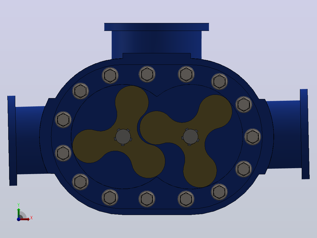SolidWorks罗茨鼓风机组件前视图