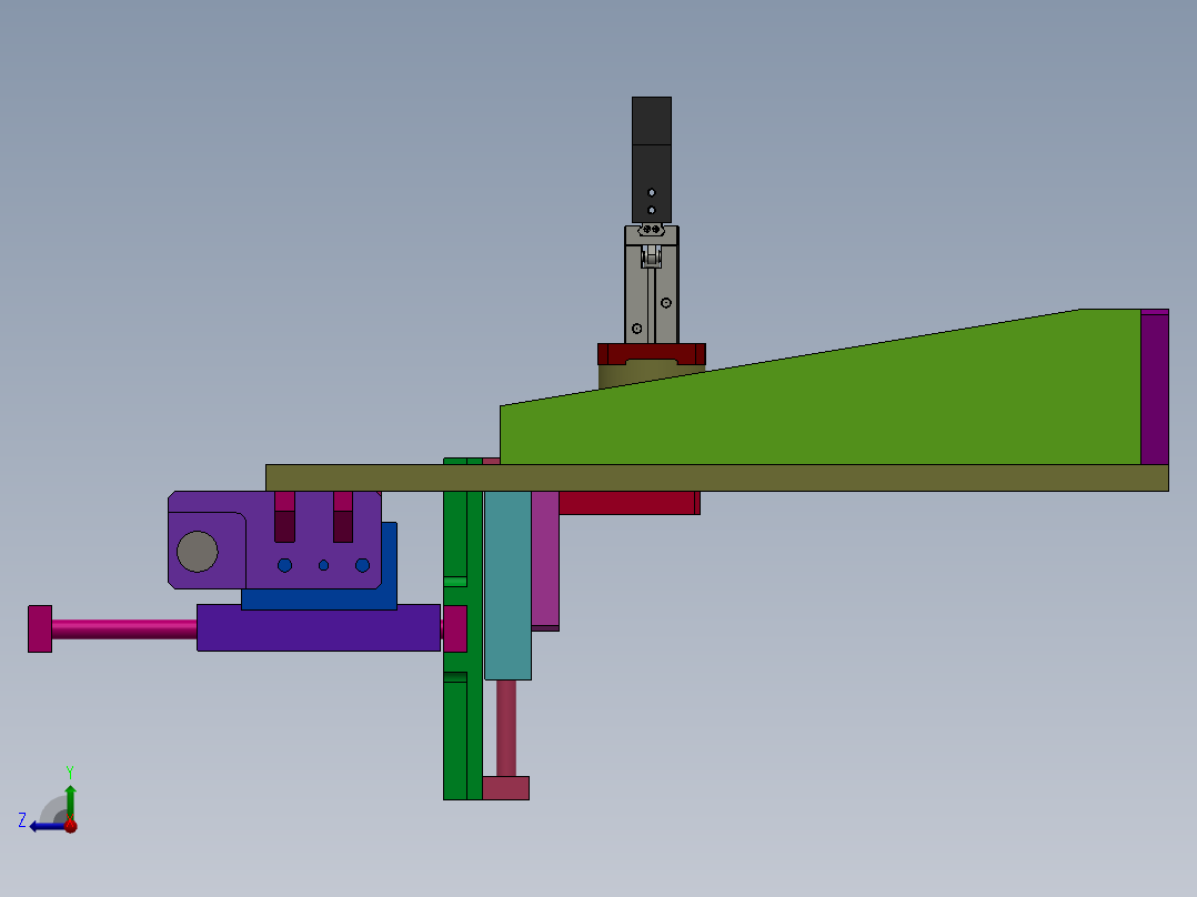 气缸组合前后左右上下夹取旋转结构sw13可编辑右视图