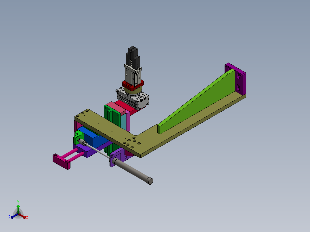 气缸组合前后左右上下夹取旋转结构sw13可编辑正等轴测图