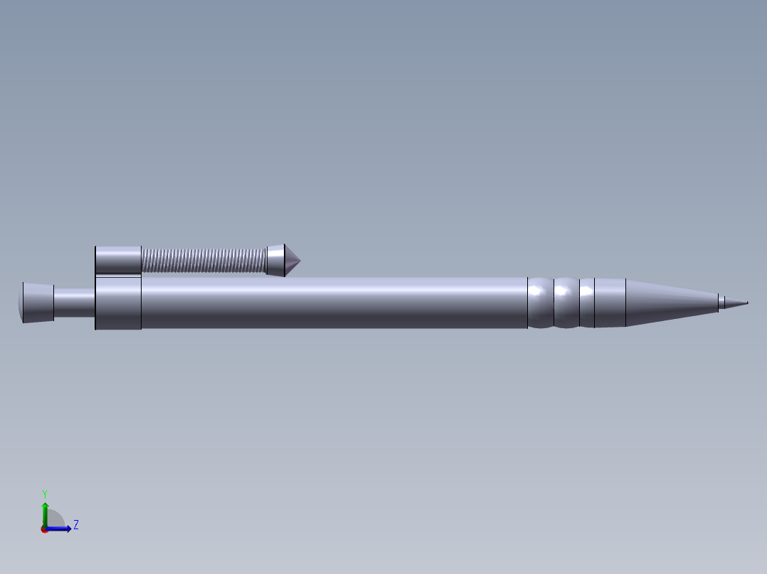 solidworks 自动圆珠笔3D模型左视图