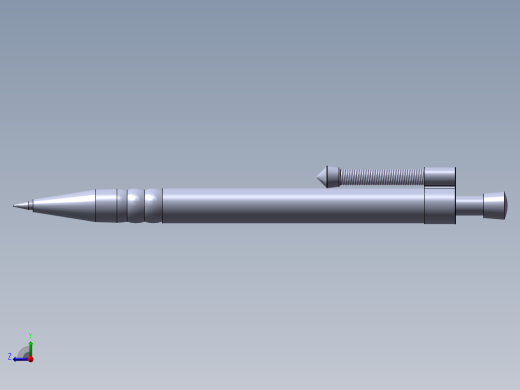 solidworks 自动圆珠笔3D模型右视缩略图