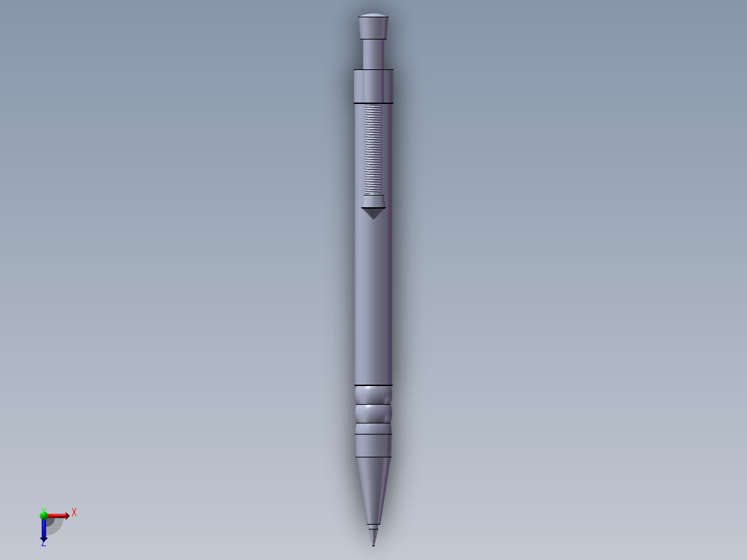 solidworks 自动圆珠笔3D模型俯视图