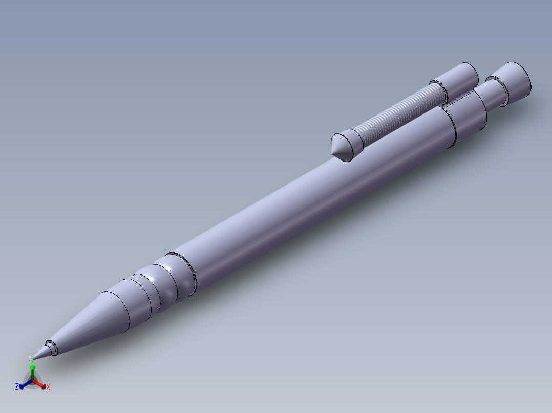 solidworks 自动圆珠笔3D模型正等轴测图