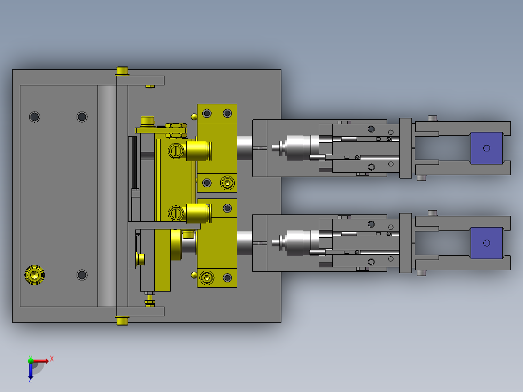 双夹爪180°旋转移栽结构3d图纸 非标移栽机 90度翻转结构3d模型俯视图