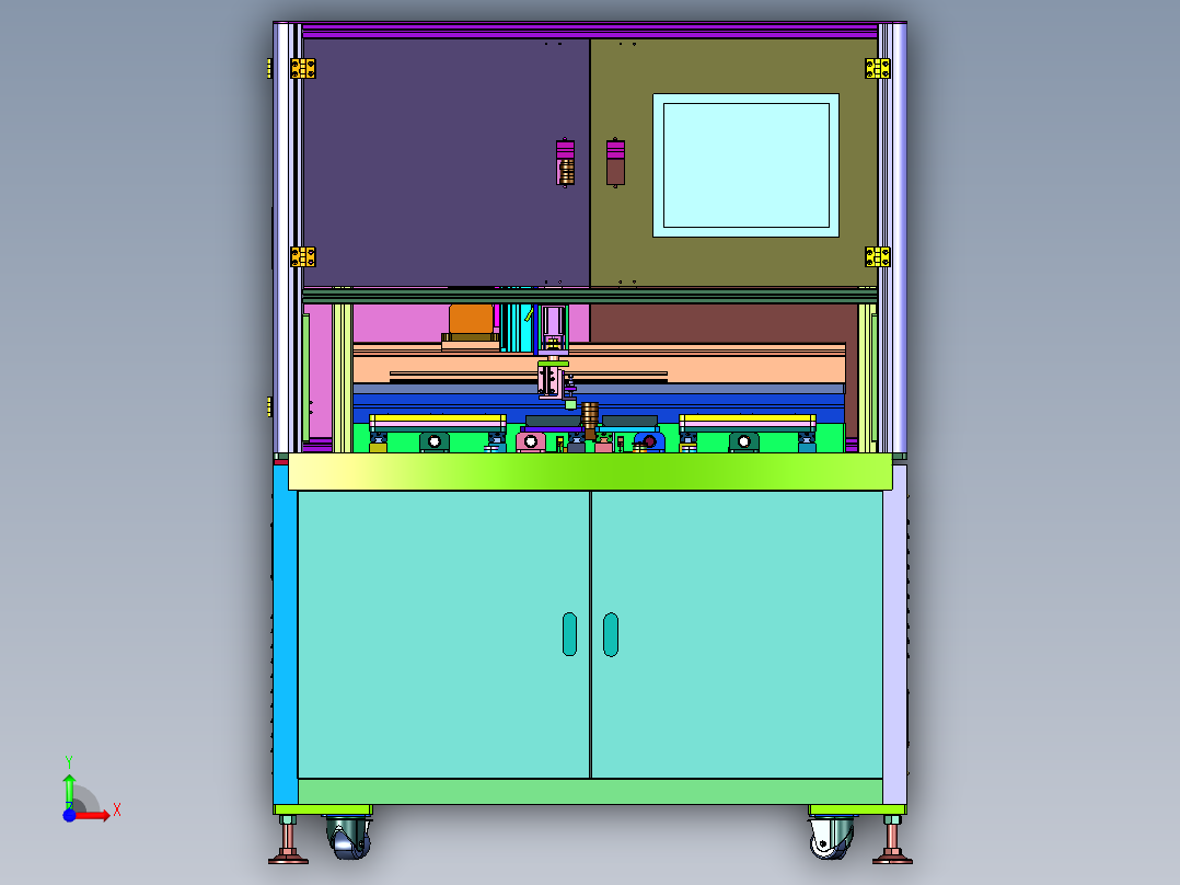 外壳全自动检测定位贴标机前视图