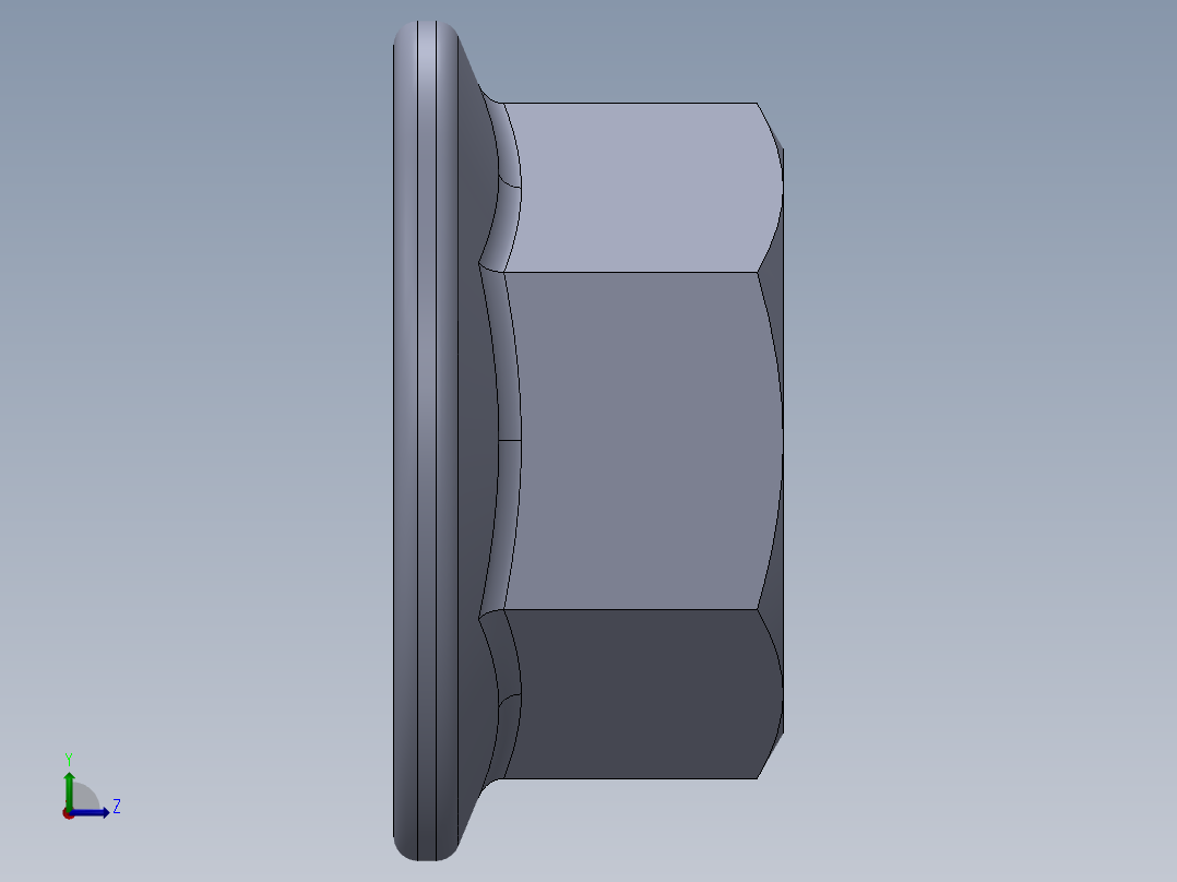 公制法兰螺母-FN M16x2.SLDPRT左视图