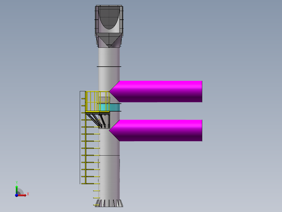 带平台收尘风管前视图