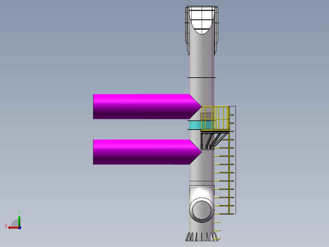 带平台收尘风管后视图