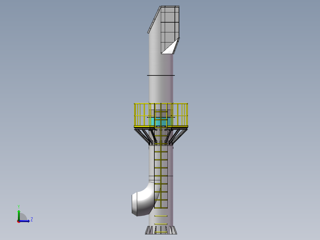 带平台收尘风管左视图