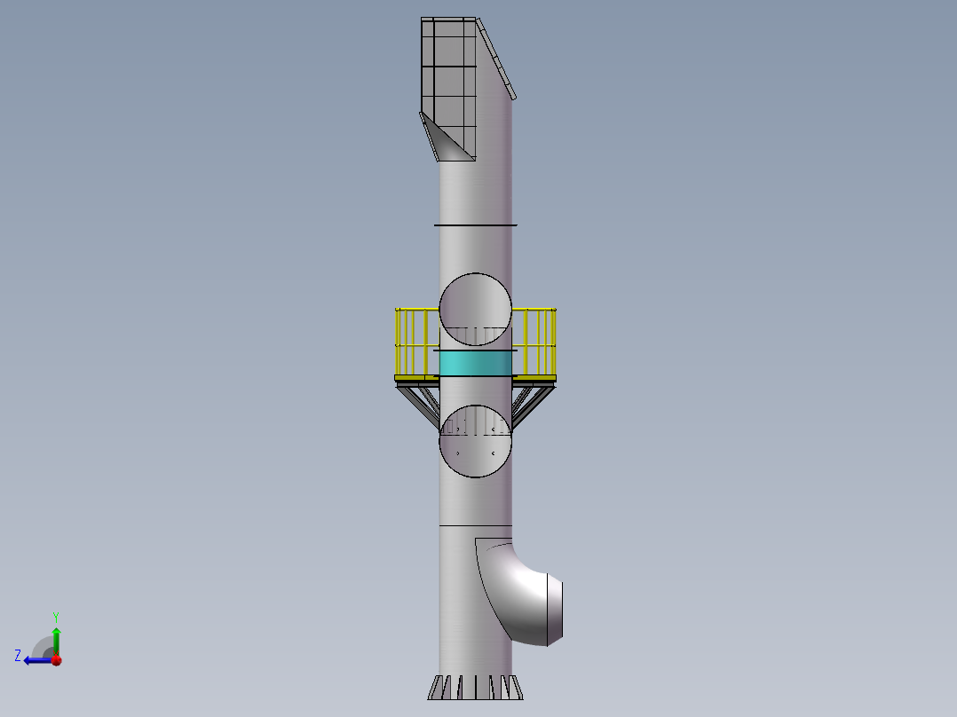 带平台收尘风管右视图