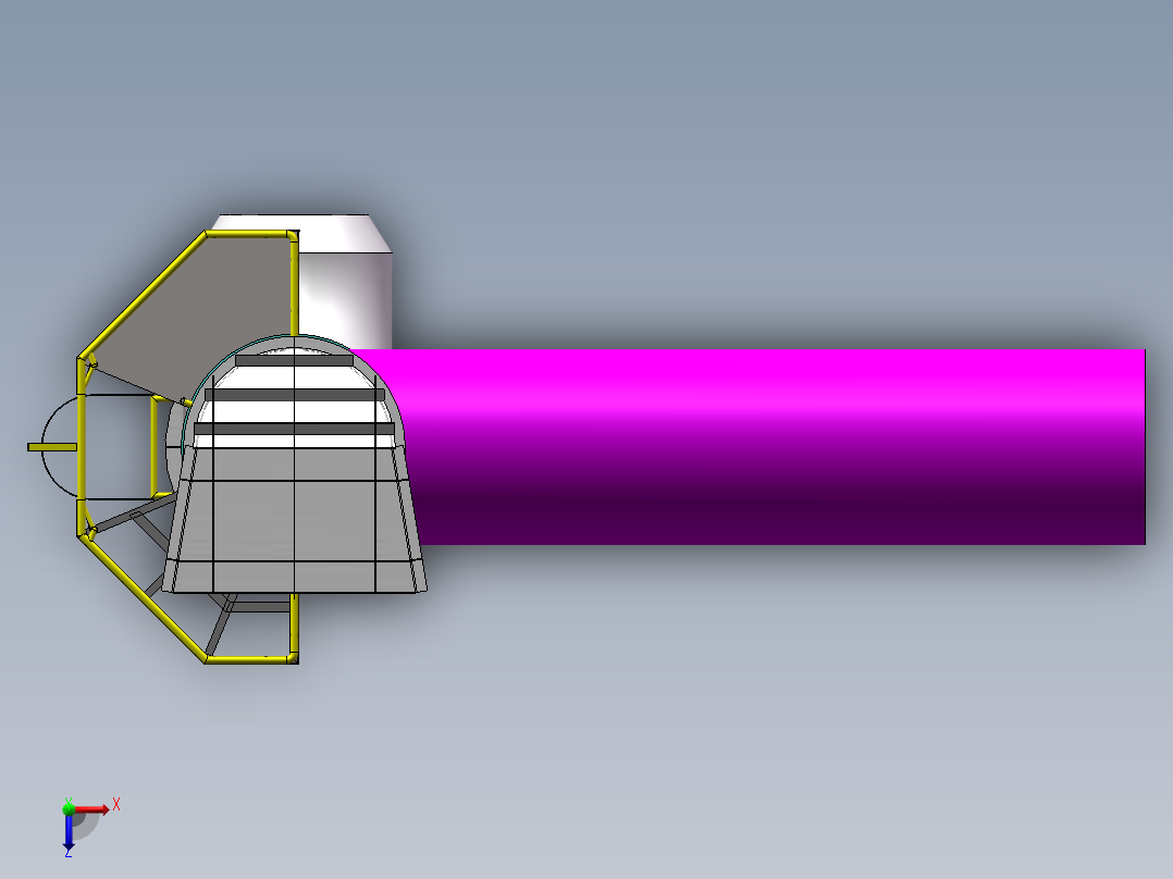 带平台收尘风管俯视图
