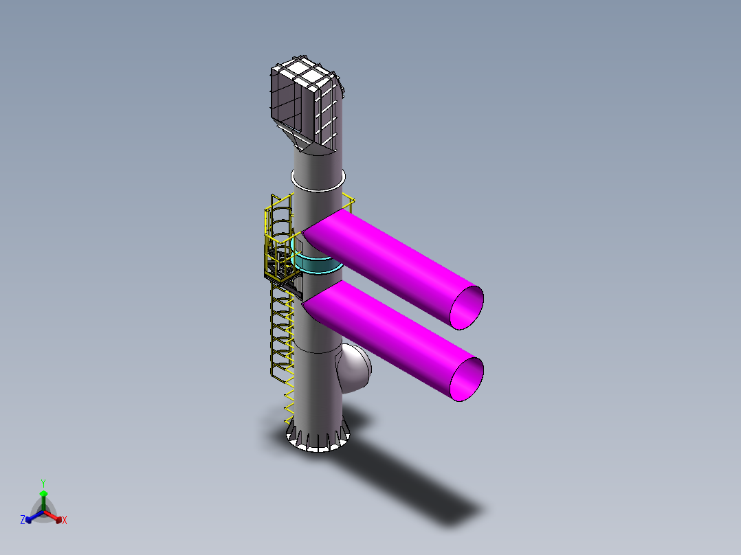 带平台收尘风管正等轴测图