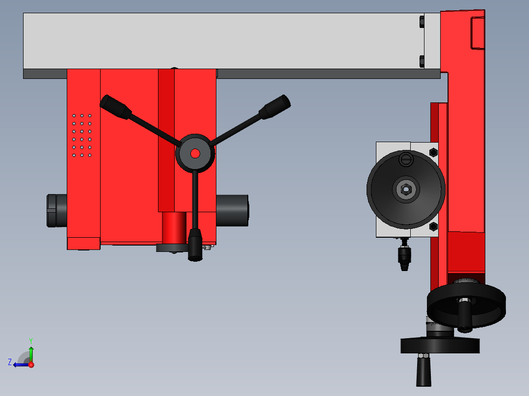 立式钻铣床右视图