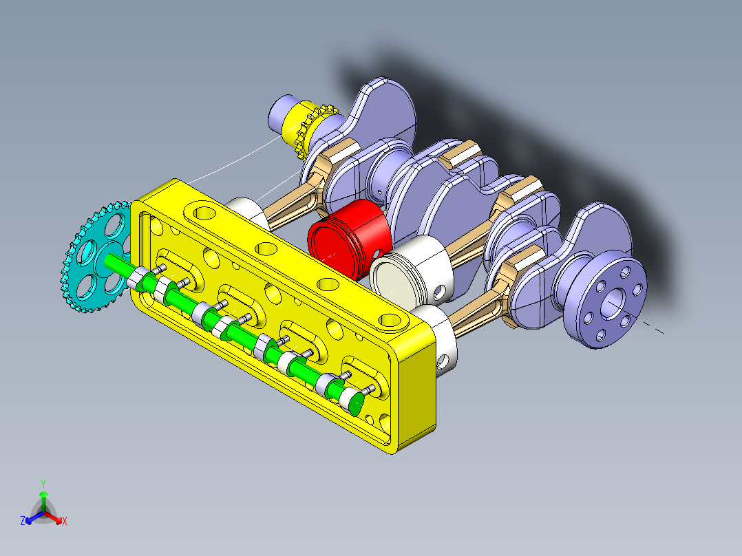 发动机活塞和曲轴运动
