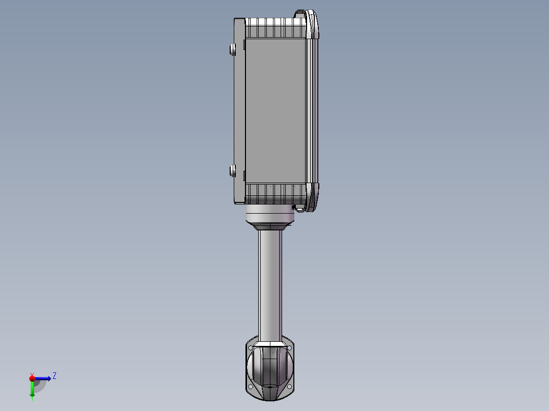 向上固定底座+转角+箱体连接器+控制箱左视图