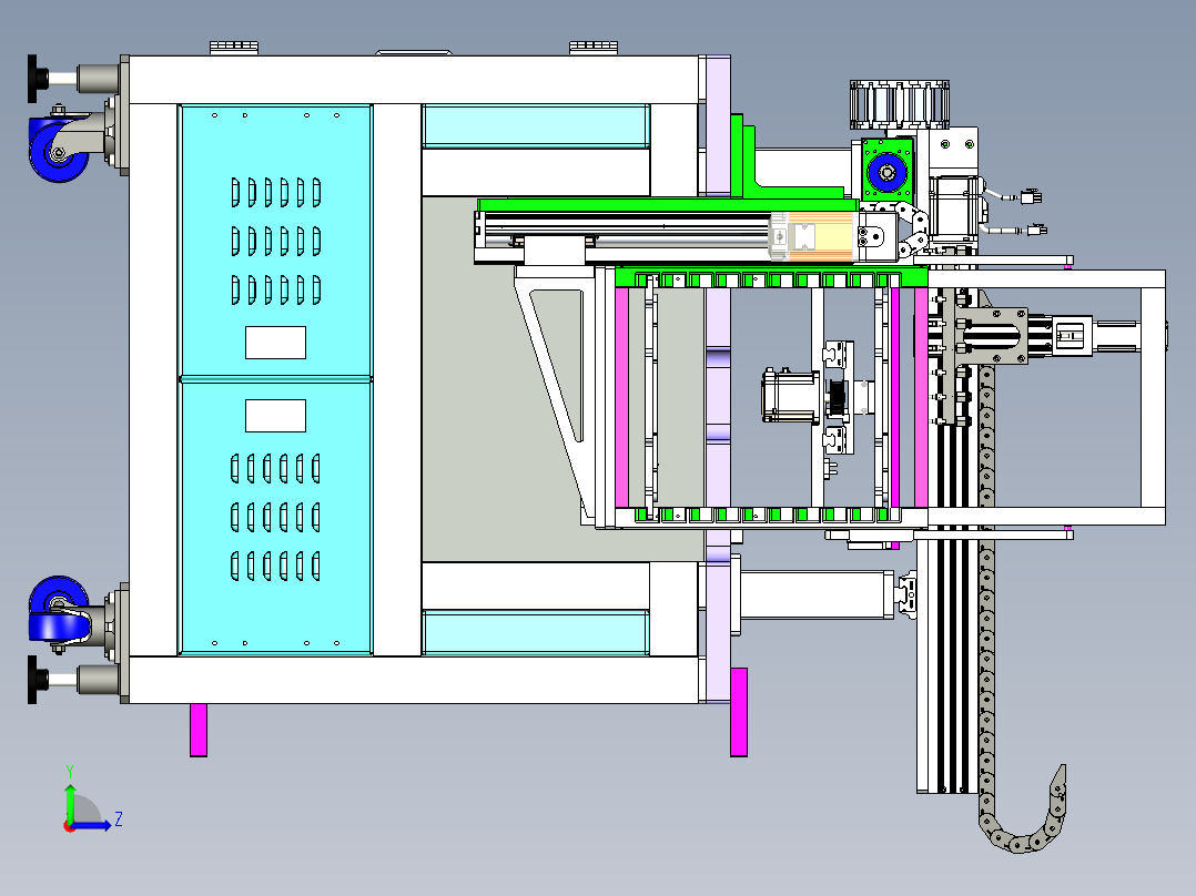Tray盘上料机三维模型左视图