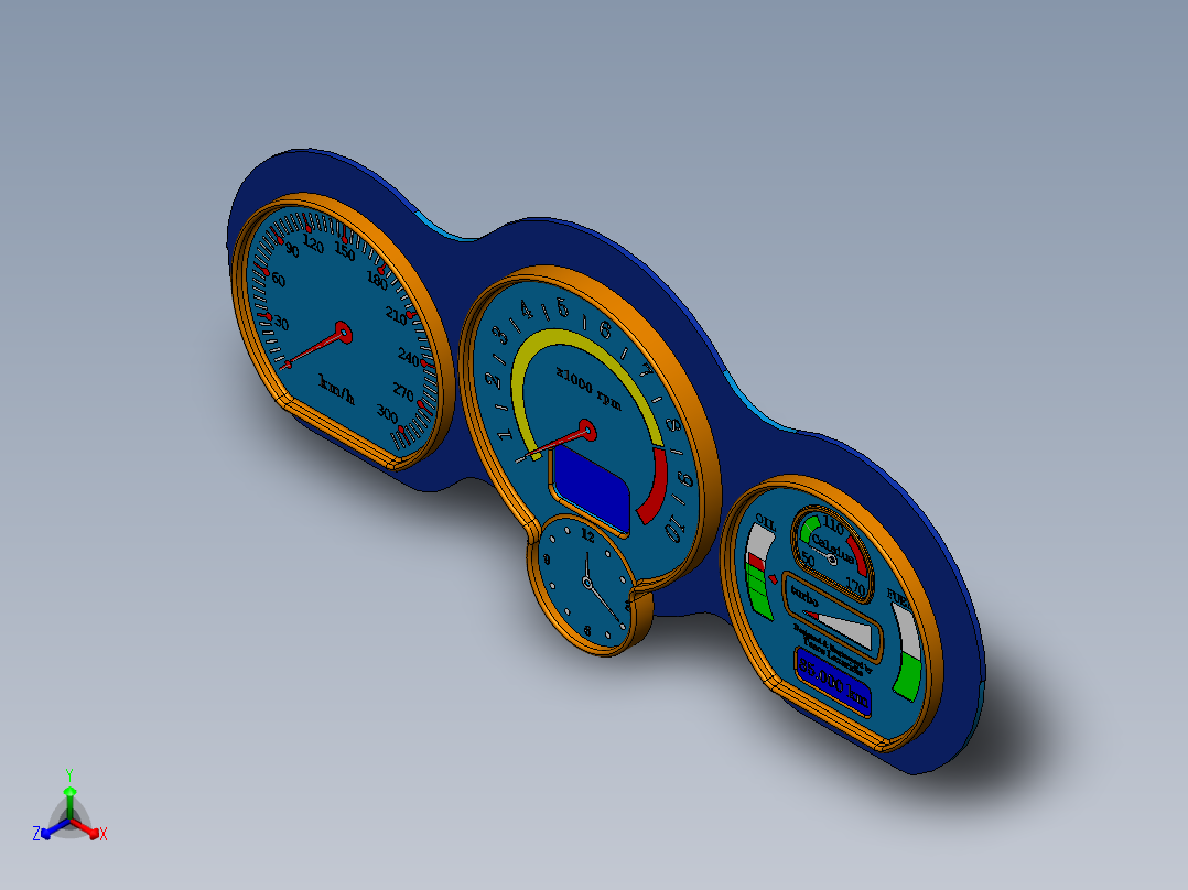 超级跑车仪表盘正等轴测图