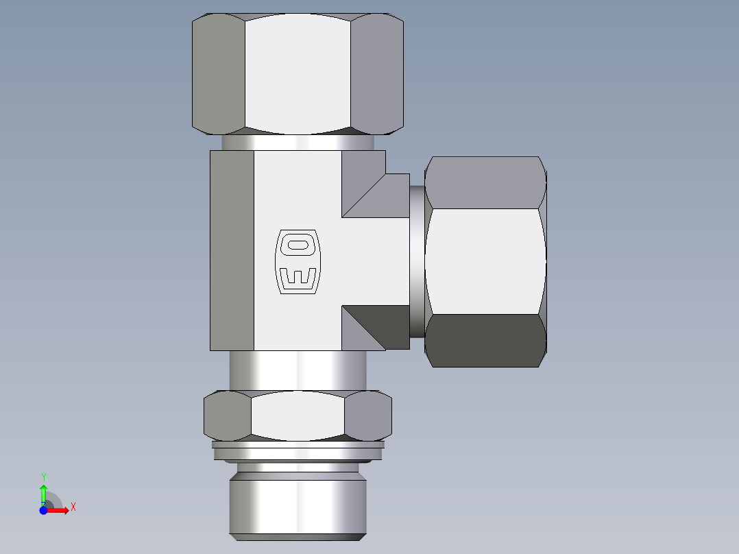 卡套式工业通用硬管接头EO_Adjustable_locknut_run_tee_LEE20SMCF前视图