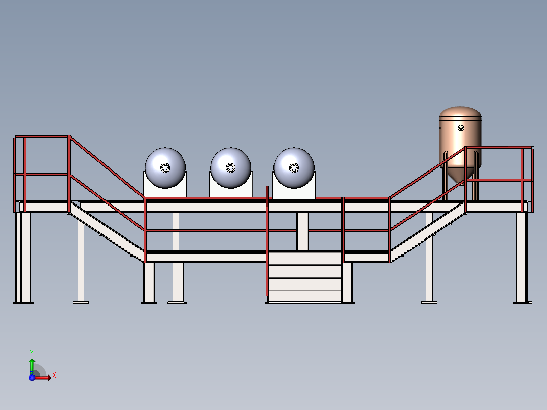 压力容积、反应罐的平台前视图