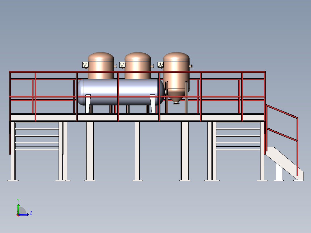 压力容积、反应罐的平台左视图