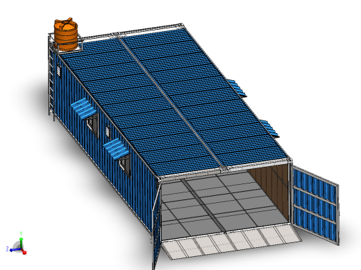 由两个40英尺集装箱搭建的车库