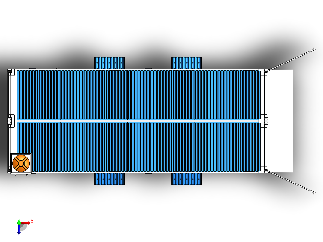 由两个40英尺集装箱搭建的车库俯视图
