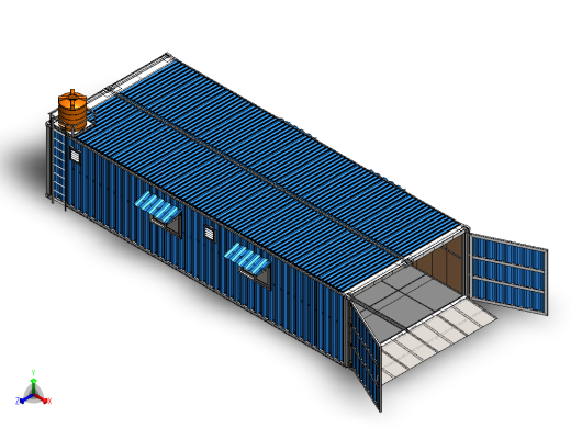 由两个40英尺集装箱搭建的车库正等轴测缩略图