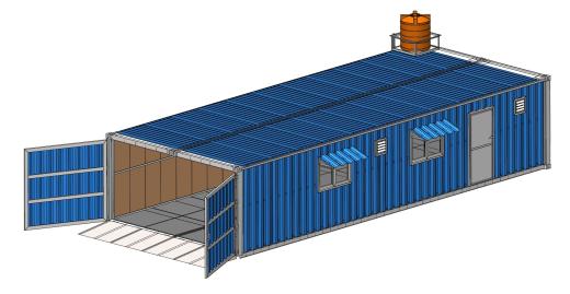 由两个40英尺集装箱搭建的车库缩略图