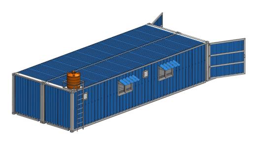 由两个40英尺集装箱搭建的车库缩略图