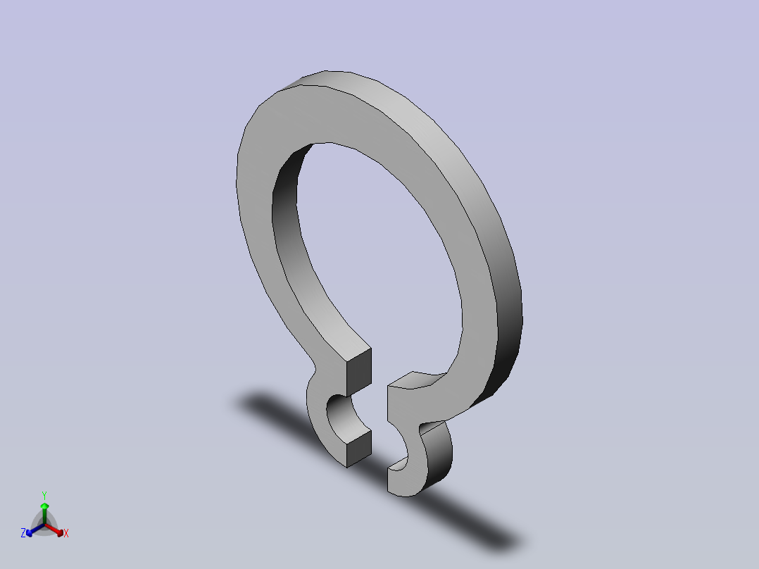 GB／T894。1轴用弹性挡圈A型5(65Mn)正等轴测图