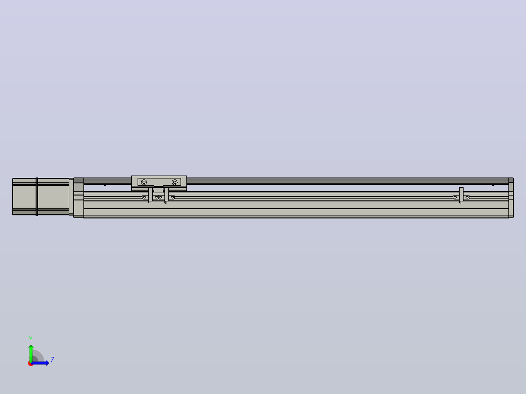 SYS12-BC-450-200W滚珠花健、支撑座、滚珠丝杠、交叉导轨、直线模组.STEP左视图