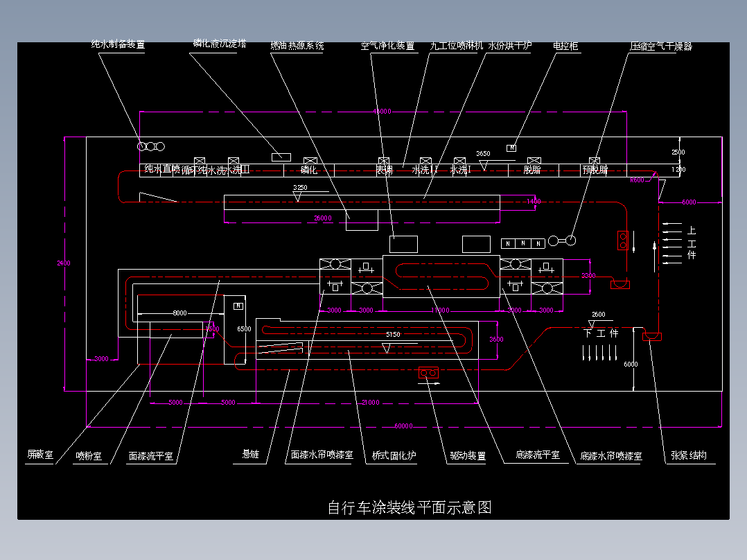厦门自行车涂装线平面示意图
