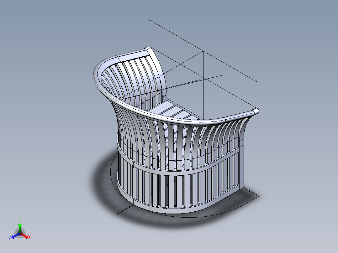 环形靠背柚木椅简易模型3D图纸 IGS格式