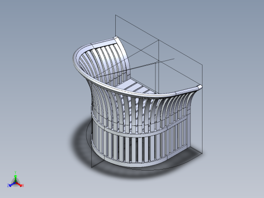环形靠背柚木椅简易模型3D图纸 IGS格式